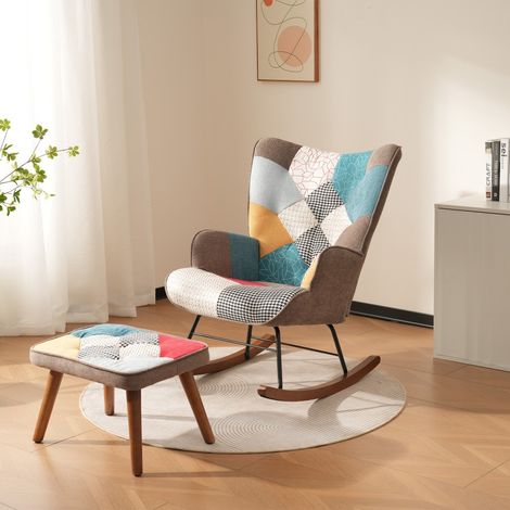 Fauteuil-balançoire-avant-arrière-tissage-loisir-avec-repose-pieds-salon-69,5x60x88,5cm et 50x39.5x28cm (1/5)