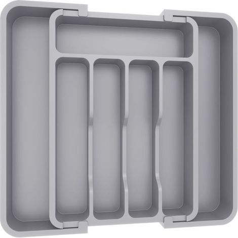Verstellbarer Besteckschubladeneinsatz – für Löffel, Gabeln und Messer – 38 × 34 × 5 cm, grau (1/5)
