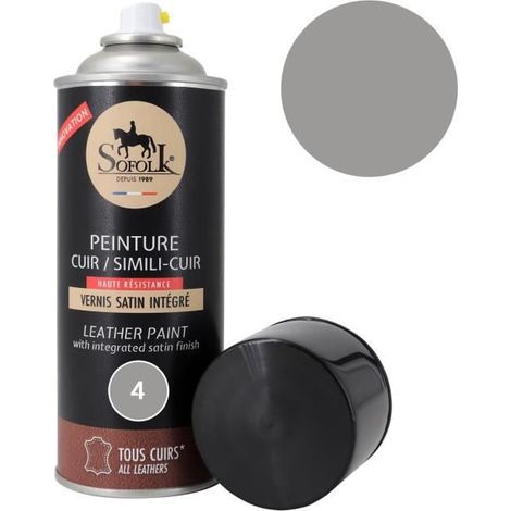 Pittura Pelle (4-GRIS) con Vernice Integrata - SOFOLK - Manutenzione per Sedili e Volante di Auto, Divano, Scarpe, ecc. (1/4)