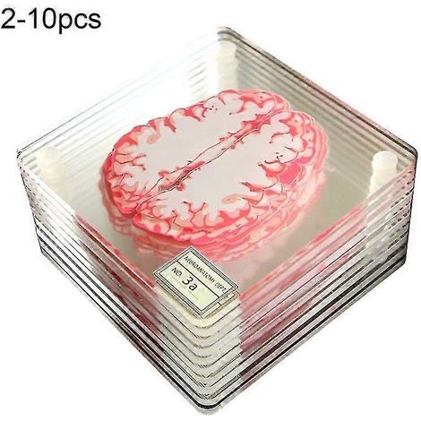Dessous de verre acrylique horrifique, motif cerveau taché de sang, résistant à la chaleur, idéal pour Halloween, lot de 6 ou 10 pièces (1/5)