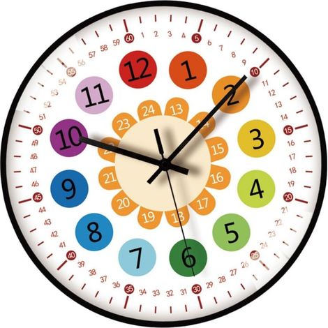 Horloge Mural Enfant - Apprentissage Du Temps - Design Cartoon Silencieux 30 Cm - Pour Chambre Et Classe (1/5)
