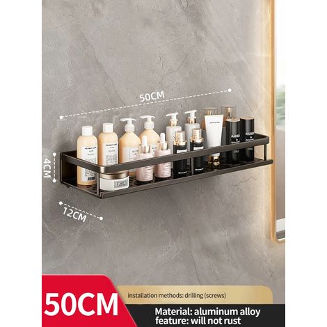 Étagère d'angle jaune et blanche (50 cm, noire) - Organisateur de salle de bain, étagère de rangement pour toilettes, porte-shampoing, étagère de rangement pour cuisine (1/5)