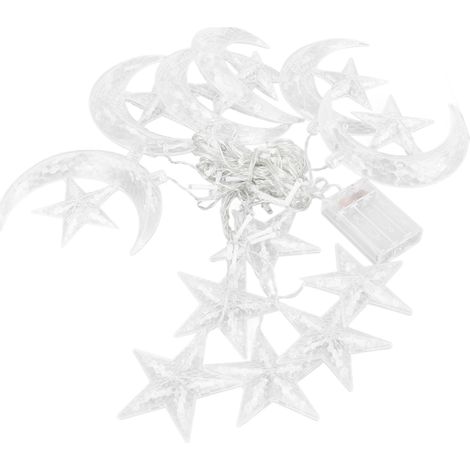Guirlande lumineuse Étoile et Lune 3,3 m (126 LED) - Décoration lumineuse idéale pour le Ramadan, les mariages, les fêtes, la maison, la terrasse, les fenêtres et le jardin. (1/5)