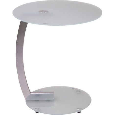 Table d'appoint moderne avec structure en métal chromé blanc TABA05097