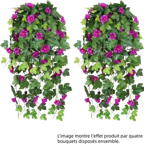 Fleurs artificielles pendantes d'extérieur fleurs artificielles retombantes d'intérieur, plantes artificielles pour décorations de mariage, jardin, mur, balcon - violet rougeâtre (1/3)