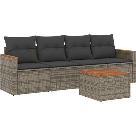 Maison Exclusive - 5-tlg. Garten-Sofagarnitur mit Kissen Grau Pol