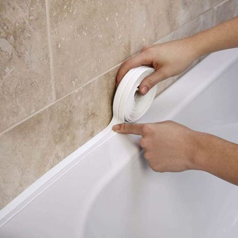 Ahlsen – Ruban d'étanchéité auto-adhésif en PVC – Largeur 3,8 cm – Longueur 3,2 m – Pour joints baignoire et évier – Protection contre moisissure (1/5)