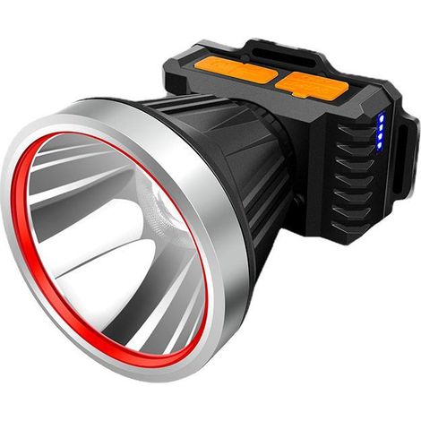 Lampe frontale à induction longue portée, lampe de pêche portable pour l'extérieur, lampe de minage multifonctionnelle rechargeable, lampe torche. (1/5)