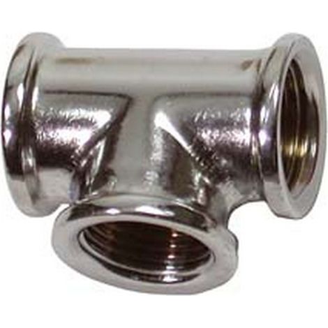 10PZ TEE FEMMINA FEMMINA OTTONE CROMATO - FF 1/2"