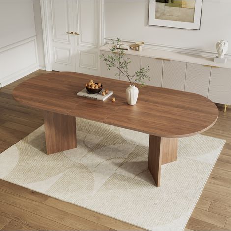 MEUBLIV Table à manger extensible 180 x 90 cm noyer – 6 à 8 personnes, plateau 18 mm (1/5)