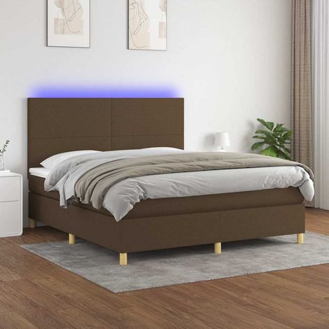 vidaXL Sommier à lattes de lit matelas et LED Marron foncé 180x200 cm (1/5)