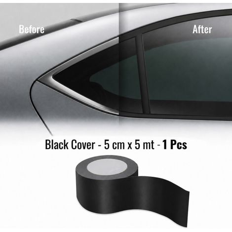 Black Cover Strisce Adesive Nero Opaco per Wrapping Cromature Auto - Confezione: 1 PEZZO