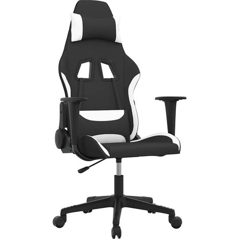 Silla gaming tela negro y blanco vidaXL (1/5)