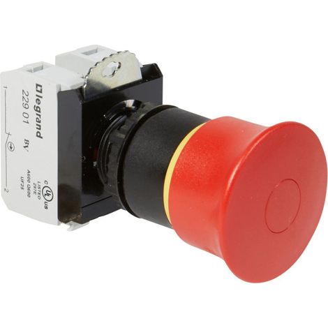 Coup de poing à accrochage non lumineux Osmoz complet IP69 D.40mm EN 418 pousser-tirer LEGRAND 023725 (1/3)