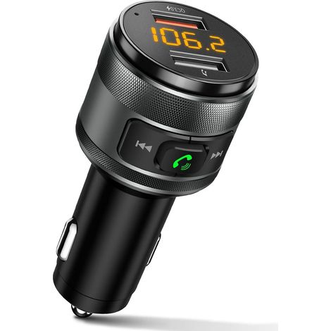 Transmetteur FM Bluetooth cinq zéro pour voiture avec deux ports USB adaptateur radio pour musique mains libres et chargeur support clé USB (1/5)
