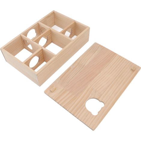 Maison pour hamster en bois massif durable avec toit amovible et 6 chambres, idéale pour le sommeil et le déplacement des animaux de compagnie. (1/5)