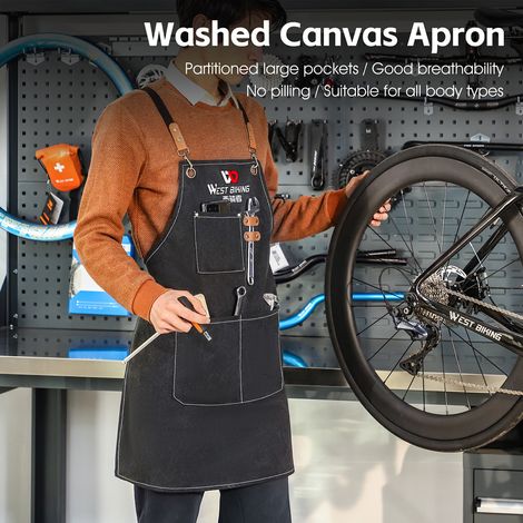 Tablier en toile épaissie entretien et réparation de vélo menuiserie artisan planteur travaillant (1/5)