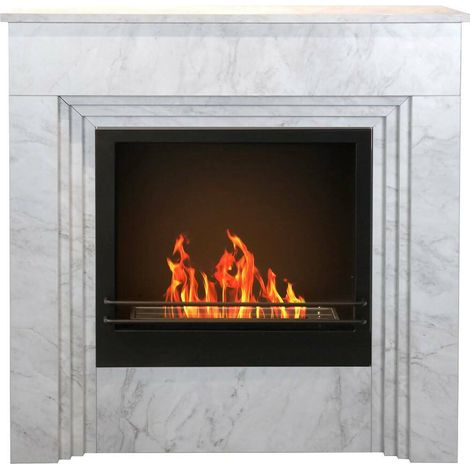 Dmora - Chimenea de bioetanol Dstephanesing, Chimenea ecológica, Hogar sin humo, Calefactor de etanol, Made in Italy, 96x35 h96 cm, Blanco