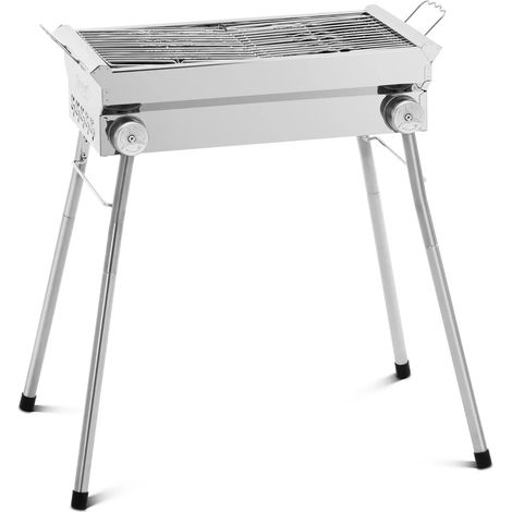 Barbecue a carbonella con ripiano pieghevole 43 x 25 cm acciaio zincato acciaio inox argento 140008404