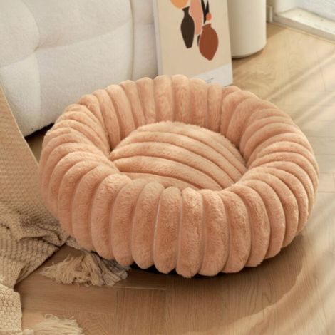 [NEVER USED] Round cat and dog bed in soft khaki fabric, 40 cm in diameter, extra large cat bed, warm winter dog bed