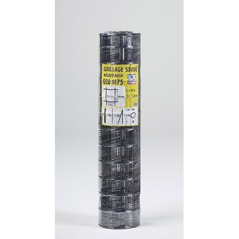 Grillage soudé plastifié M75 - Gris - 1 x 25 m
