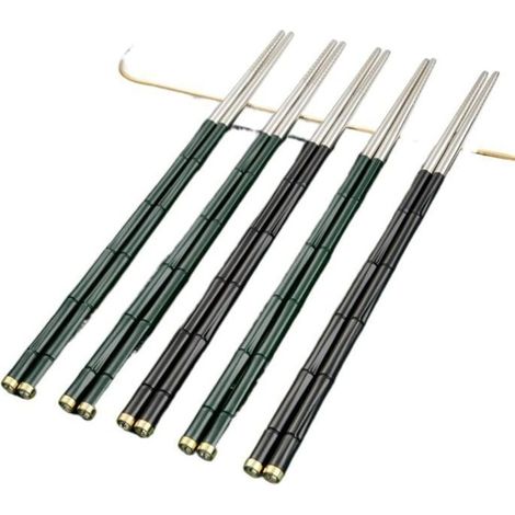 Reusable 304 Stainless Steel Metal Chopsticks, Non-Slip Cutlery for Healthy Food, Sushi Chopsticks Tools (1/5)