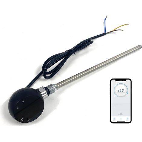 400w WiFi Electric Smart Heating Element for Towel Rails and Radiators with LED touchscreen Thermostat/Timer Energy Efficient Black