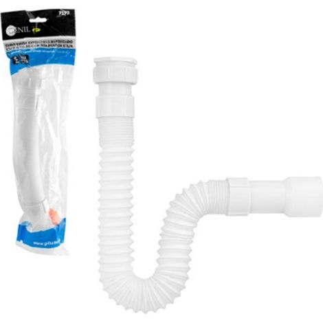 Tubo sifone estensibile rinforzato 1"1/2 x 40-50 con adattatore 1"1/4 - 1 1/2" 40-50, GENIL.