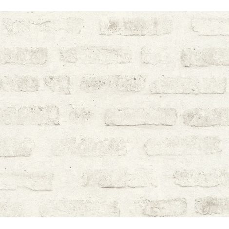 Papier peint intissé AS Création Stone Elements, aspect brique, gris et blanc, 10,05 m x 0,53 m (1/5)