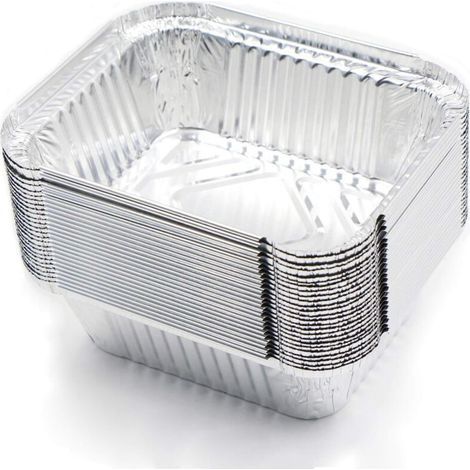 Lot de 25 bols jetables en aluminium pour barbecue, convient pour la cuisson, la friture, la cuisson, 15 x 12 x 5 cm, 400 ml (sans couvercle) (1/4)
