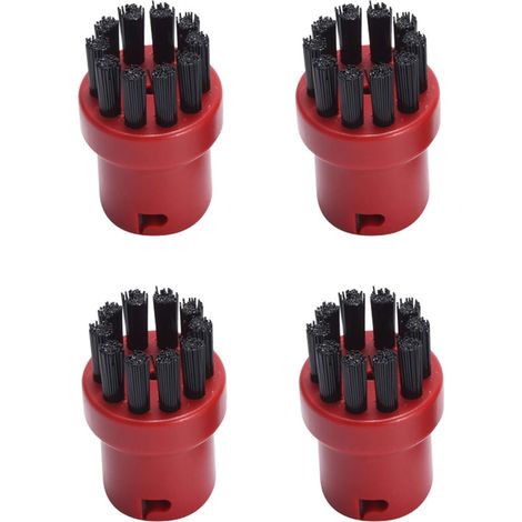 Lntyq Lot de 4 brosses de nettoyage rondes pour nettoyeur vapeur Karcher SC1 SC2 SC3 SC4 SC5 SC7 (rouge et noir)