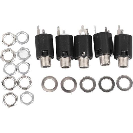 Cinco conectores estéreo de 6,35 mm, conectores estéreo, conectores estéreo, 3 pines, miniconectores, 6,5 mm, hembra, 2 canales, conexión de entrada. (1/5)