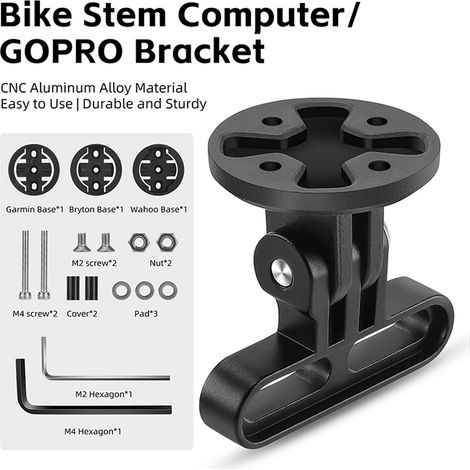 Support de tige de compteur de vitesse de vélo, guidon, ordinateur de vélo, mileomètre, support de caméra de sport, support réglable à 180 degrés (1/5)