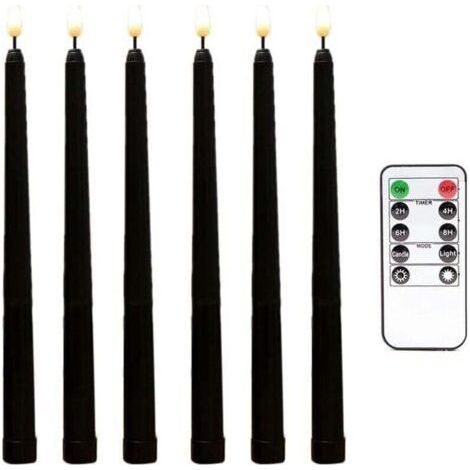 6 Pieces Flickering Flameless Black Taper Candles Series with 10-Key Remote Timer, XU, Battery Operated Led Candlesticks Window Candles - (1/4)