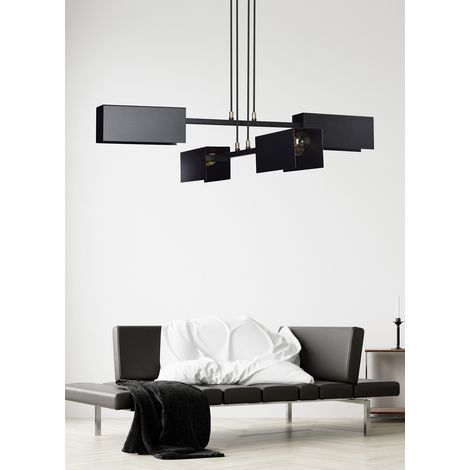Lampadario Minimal Raiden Acciaio Nero 4 Luci E27 (1/4)