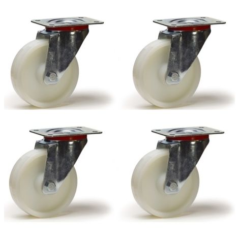 Lot de 4 roulettes pivotantes polyamide blanc 100 mm - 600 Kg (1/2)