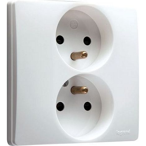 Prise 2x2P+T verticale Niloé 16A compacte bornes auto Pur (664541)
