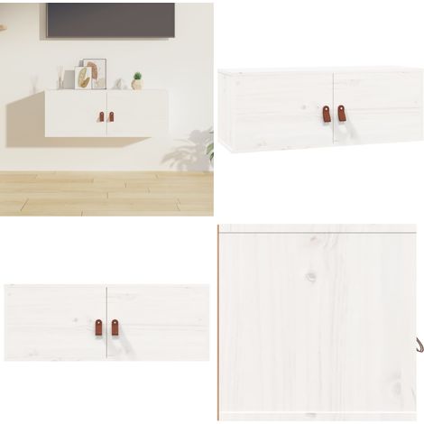 Wandschrank Weiß 80x30x30 cm Massivholz Kiefer - Holzregal - Wandregal - Regal Weiß - Speicherplatz - Hängeregal - Home & Living (1/5)