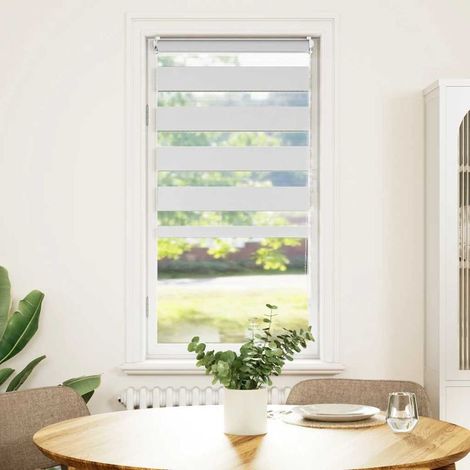 Store enrouleur zébré 80,9 x 150 cm, largeur du tissu 76,7 cm, blanc (1/5)