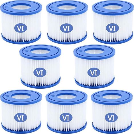 Lot de 8 Cartouches filtrantes pour Piscine Type VI, Cartouche Filtre pour Bestway Pompe de Piscine, Filtre de Piscine Intex pour Lay-Z-Spa, Miami, Monaco, Vegas (1/4)