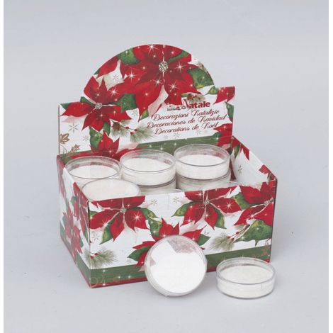 Cofanetto Glitter Cm.6 Gr.10 In Display Bianco decorazione di Natale
