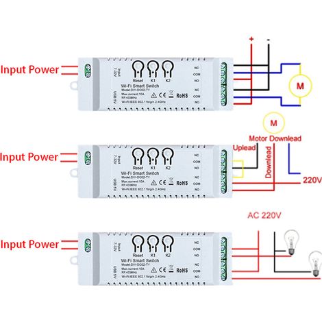 Tuya Wifi RF appareil électroménager 5V 12 V disjoncteur On-Off module de contrôleur pointant l'application de téléphone portable autobloquante contrôle à distance Compatible avec Amazon Alexa Voice. (1/5)