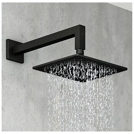 Pomme de douche Noir mat slim laiton carré - Cristina Ondyna SD25013 (1/3)