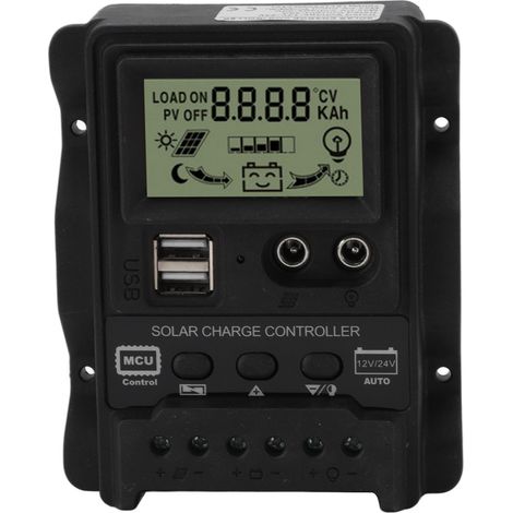 Régulateur solaire PWM 20A K1688, double DC, coque noire, contrôleur de charge pour panneaux solaires domestiques (1/5)