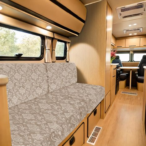 Coussin Siège Caravane Velours Gaufré, Housse Banquette Camping-Car 4 Attaches 2 Bandes Réglables, Housse Dinette 95-115, 45-65) (1/5)