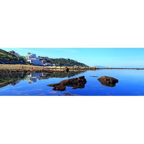 Tableau sur toile lagon Guethary 45x135 cm - Impression sur Toile Murale Décorative - Image imprimée en HD sur Toile - Toile sur Châssis en Bois FSC - Fabriqué en France (1/4)
