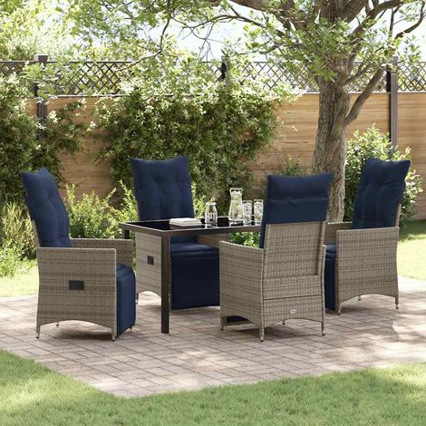 Conjunto de Comedor de Jardín 5 pcs Gris ratán sintético (1/5)