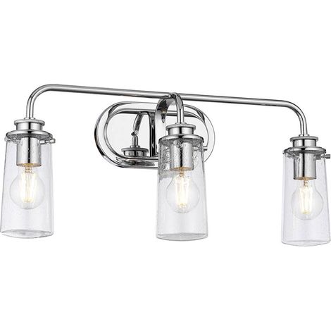 Wandlampe Wandleuchte Feuchtraumlampe Bad silber Metall 3 flammig Glas L 60,3 cm (1/5)