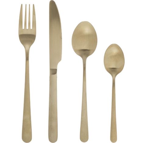 Ménagère 24 pièces en acier inoxydable doré – 6 couteaux, 6 fourchettes, 6 cuillères, 6 cuillères à café – Collection Green Harmony – (1/5)