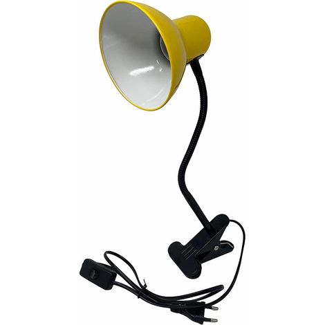 Lampada snodabile da scrivania con pinza braccio flessibile luce da tavolo orientabile con attacco per lampadine E27 gialla (1/2)
